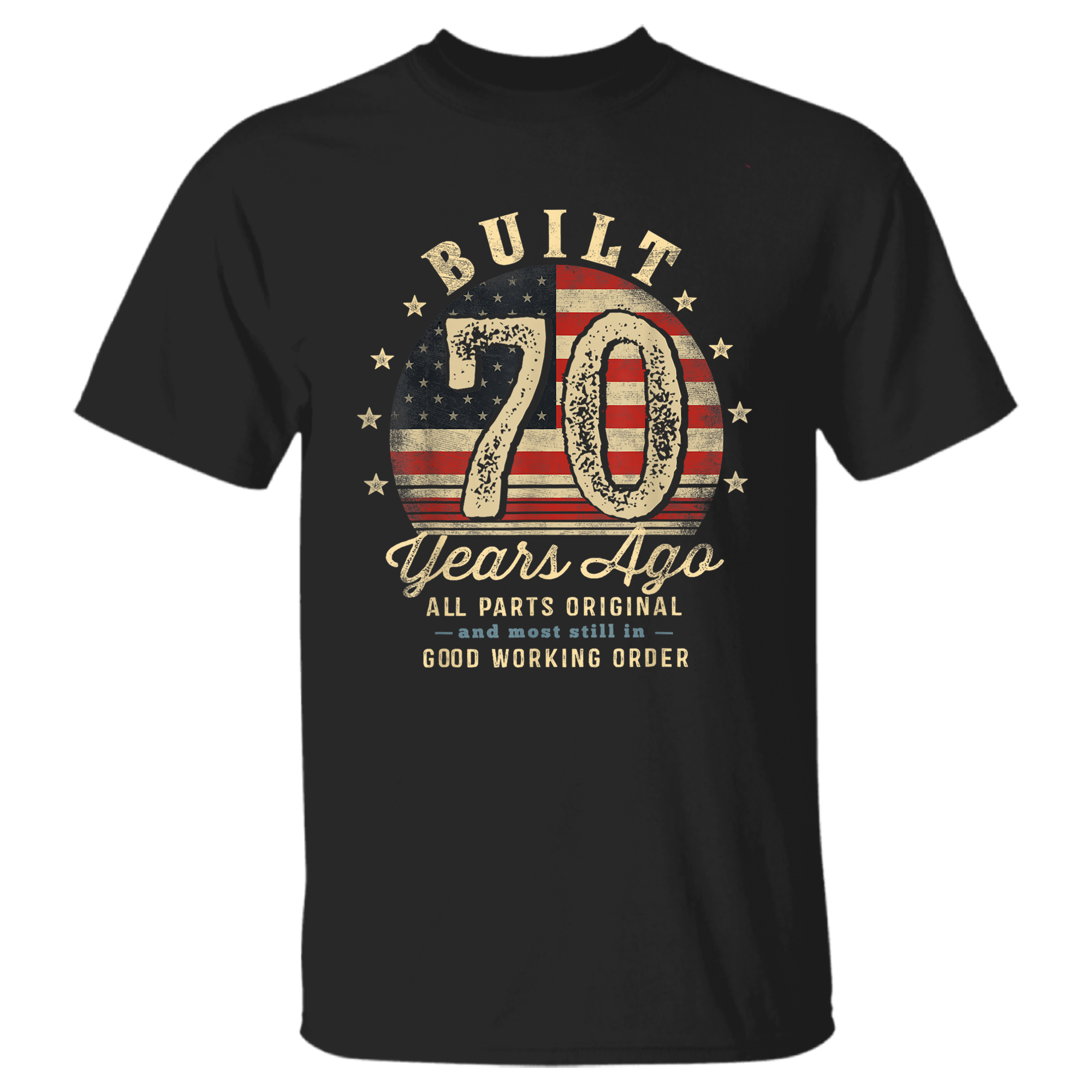 Built 70 Years Ago Funny 70th Birthday USA Flag T-Shirt