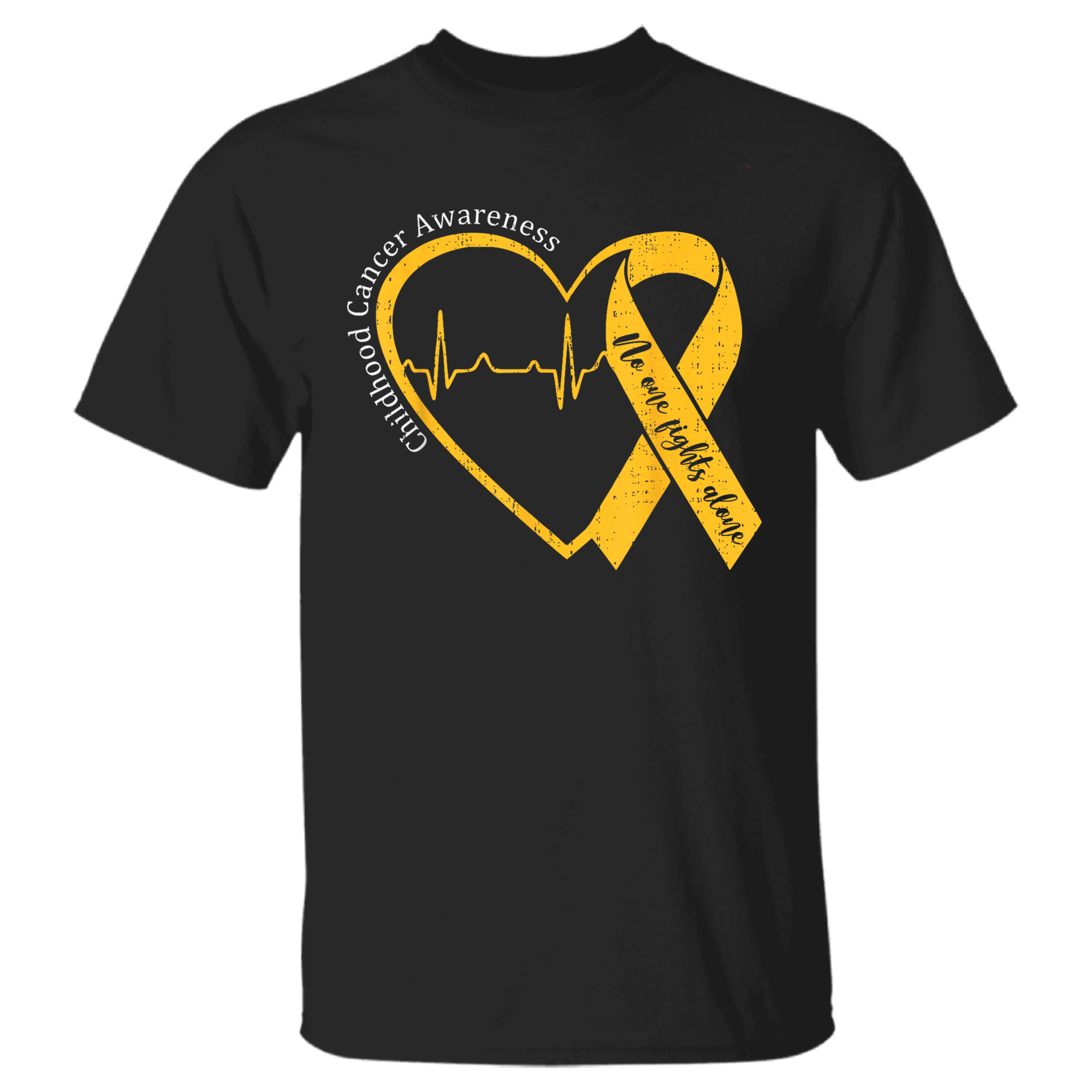 Childhood Cancer Awareness Gold Heart Ribbon Men Women Kids T-Shirt