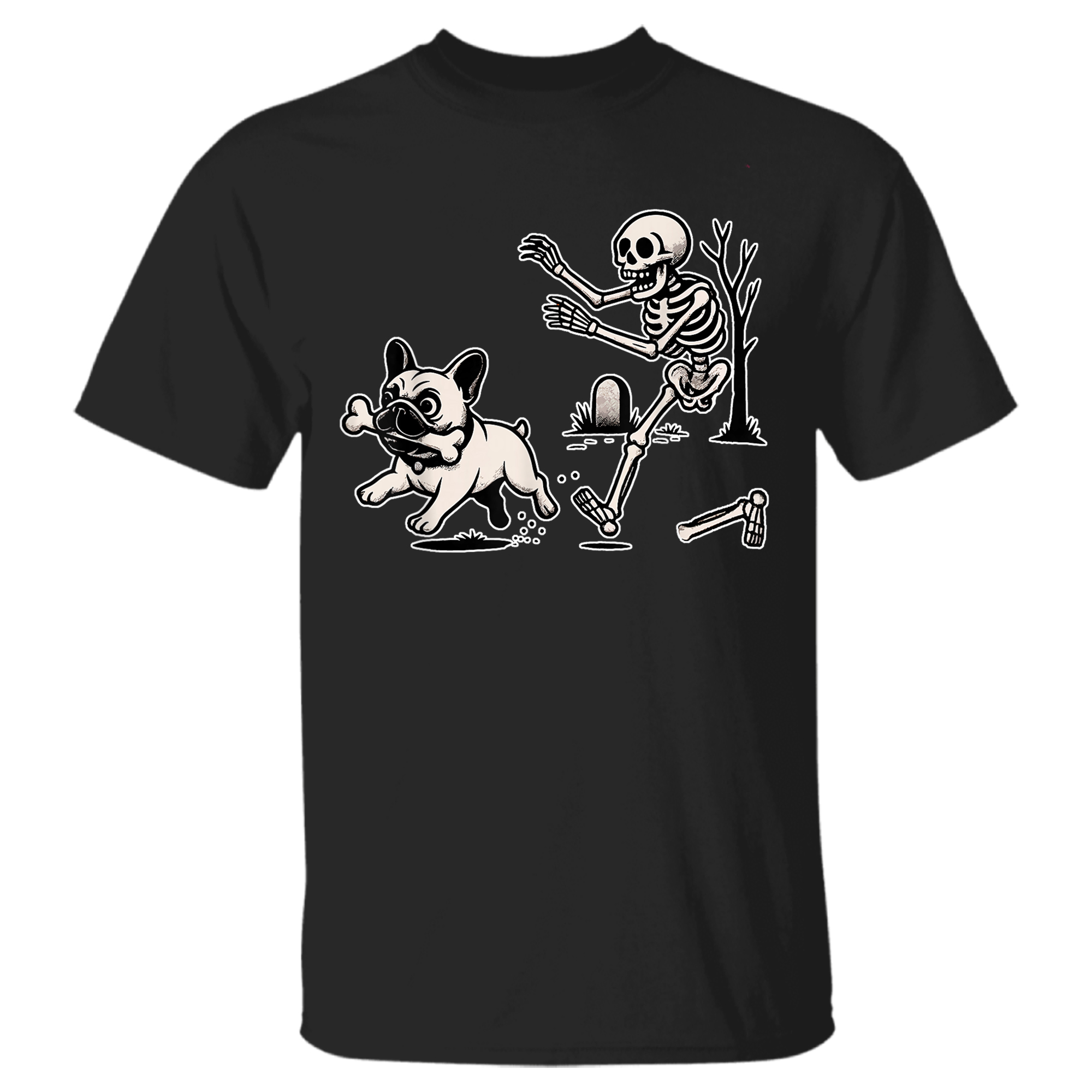 Funny Halloween French Bulldog Skeleton Spooky Season T-Shirt