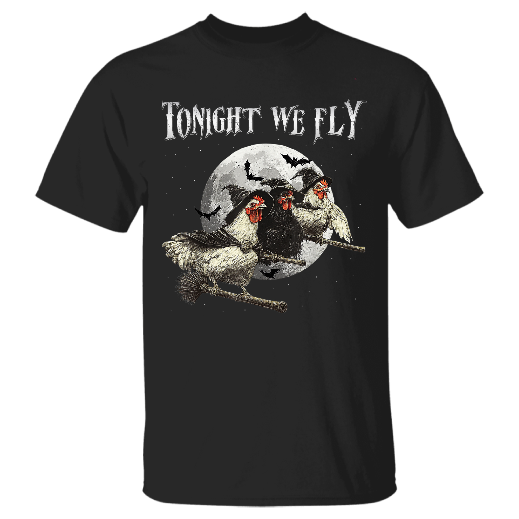 Tonight We Fly Funny Chicken Witches Halloween T-Shirt